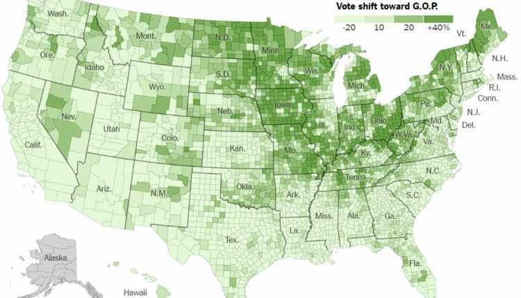 USA 2016 vote shift td GOP