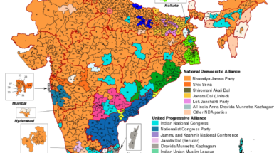 Il mosaico elettorale indiano. Fonte: Wikipedia