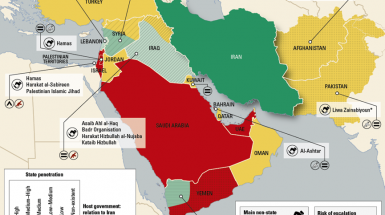 L'influenza iraniana in Medio Oriente. Infografica IISS (International Institute for Strategic Studies)