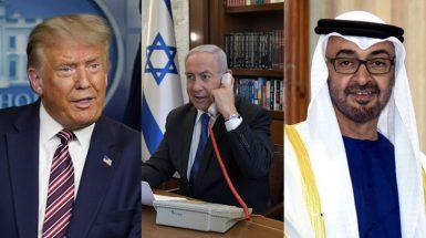 Donald Trump, Benjamin Netanyahu e Mohamed bin Zayed, il tre protagonisti dell'accordo