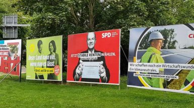 Cartelloni elettorali (Linke, Verdi, SPD, CDU)