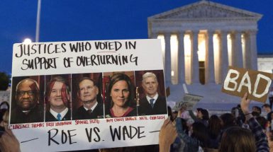 Pro-choice demonstrators at the Supreme Court
